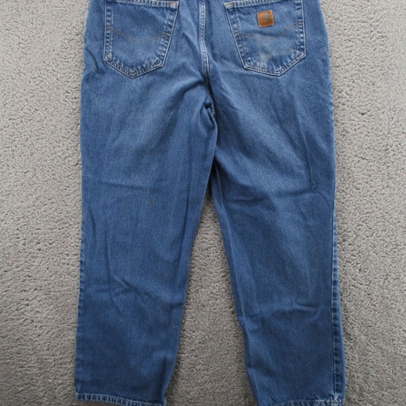 Carhartt Jeans Mens 34x30 Blue Denim Relaxed Fit Straight Leg Work 381-83 - Picture 10 of 15